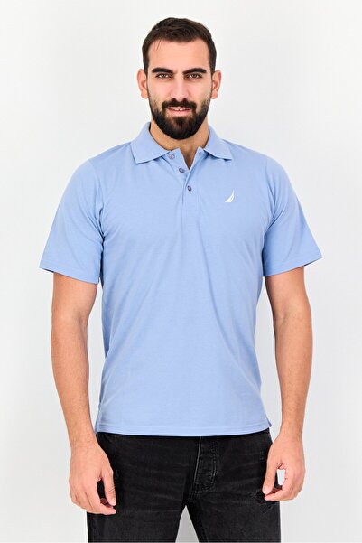 Nautica Men Regular Fit Embroidered Logo Short Sleeve Polo Shirt, Blue