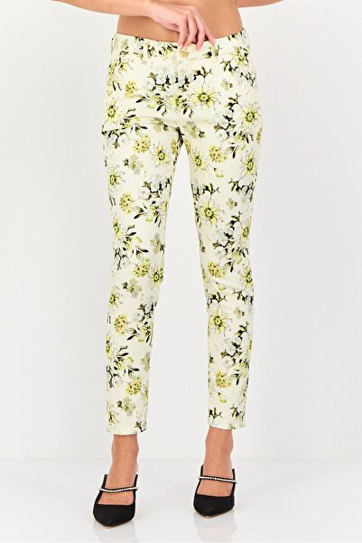 Reiko Women Cigarette Fit Floral Pattern Tapered Pants, Multicolor