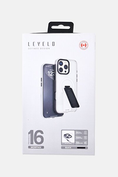 Levelo iPhone 16 Pro Max Morphix Magsafe Case With Grip And Stand, Transparent