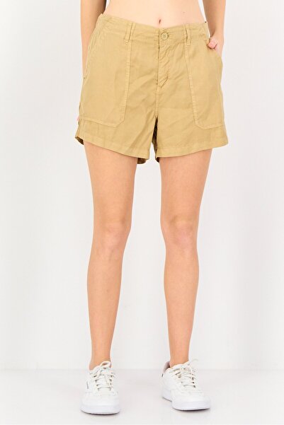 Social Standards Women Solid Basic Shorts, Khaki