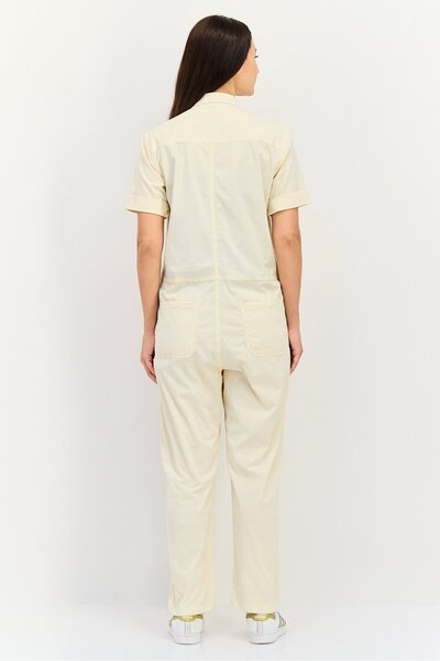 Reiko Women Plain Short Sleeve Jumpsuit, Beige