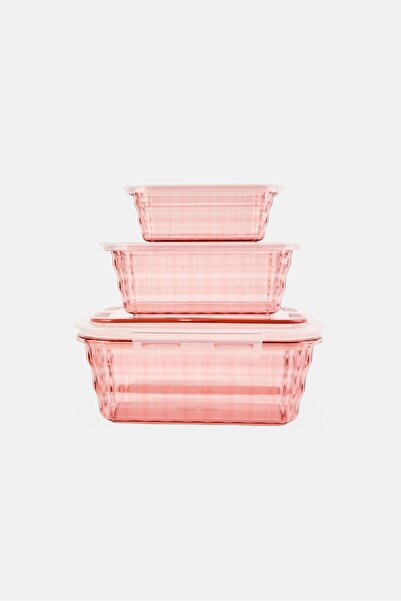Alta مجموعة من 3 حاويات تخزين طعام جويل، وردية اللون