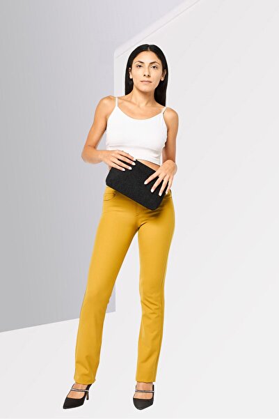 Harmont & Blaine Women Regular Fit Solid Straight Leg Pants, Mustard