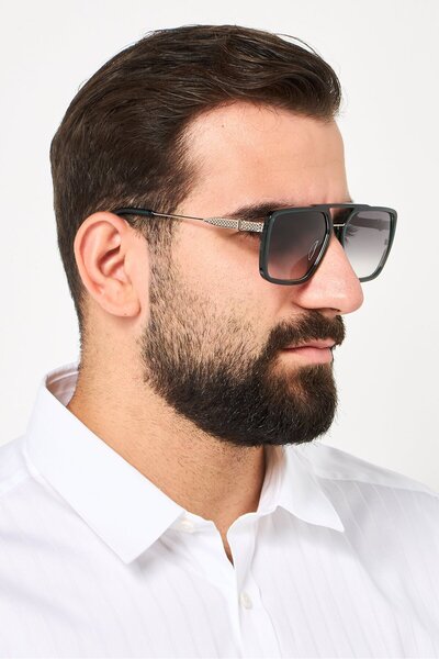 Police Men SJC040 Square Sunglasses, Dark Green