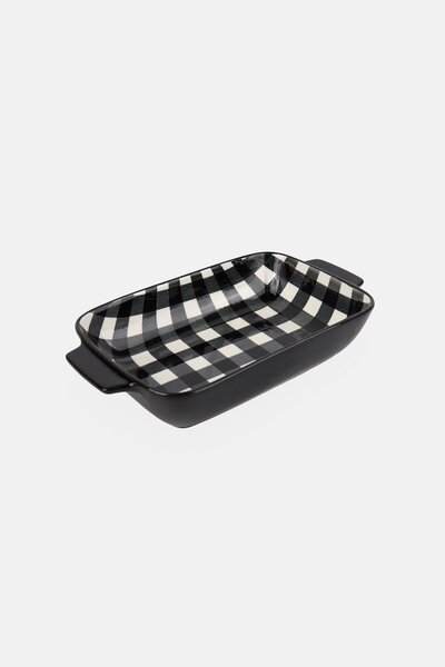 BIA Cordon Bleu Rectagular Buffalo Plaid Stoneware Baking Tray, Multicolor