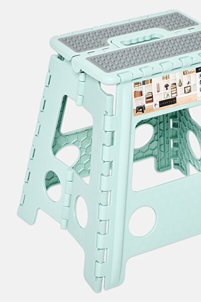 Lifestyle Plastic 16 Inch Folding Step Stool With Handle, Light Green