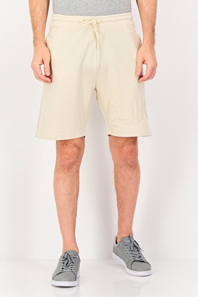 BLANK ESSENTIALS Men Brand Logo Basic Shorts, Cream