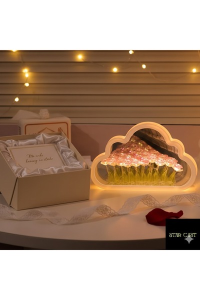 STAR CAST El Yapımı Sonsuz Gül Bulutu Gece Lambası - Masaüstü Dekoru Demonte