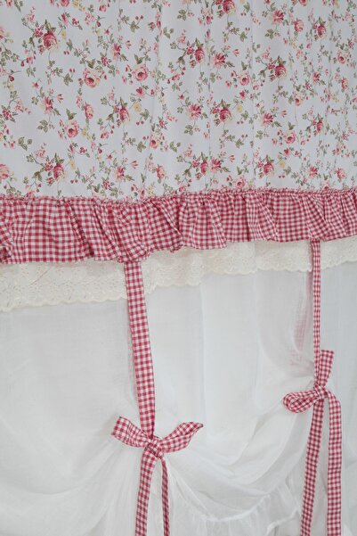 cotton maison Potlu Tül Perde Provence Fırfırlı Rose