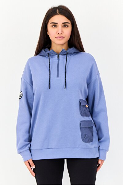 Giordano هودي نسائي رياضي بأكمام طويلة من G-Motion للأنشطة الخارجية، أزرق