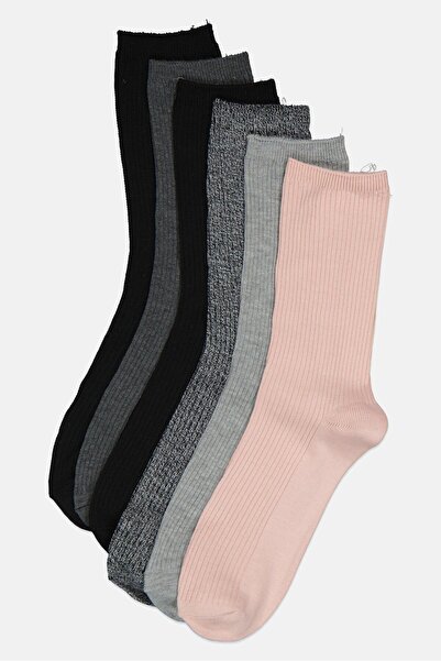Steve Madden Women 6 Pairs Ribbed Crew Socks, Multicolor