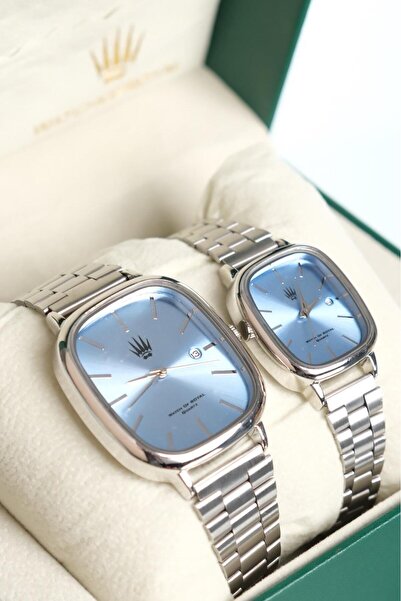 WATCHOFROYAL Couple Watch Classic Time Silver Blue Wristwatch