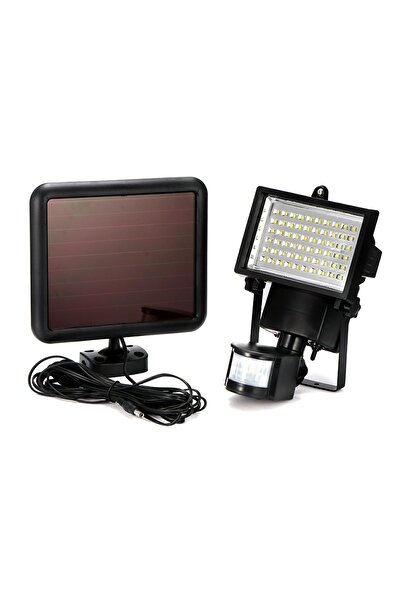 Aptel Proiector solar, senzor de miscare, 60 LED-uri, aluminiu, negru, 11.5×7.5×15 cm