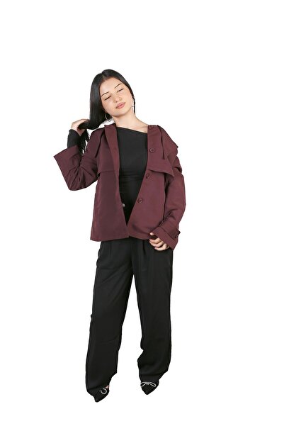 Moonluxe BORDO KISA TRENÇKOT