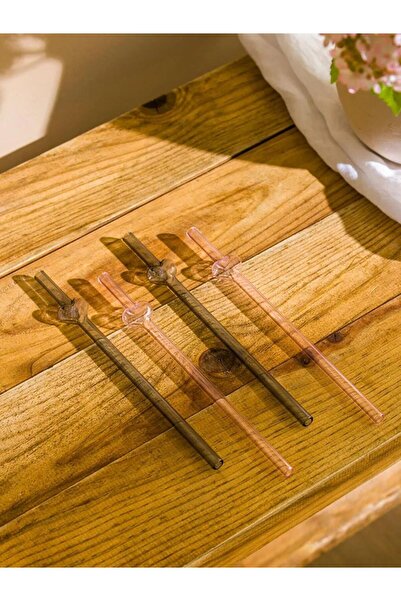 LC Waikiki Heart Patterned Glass Straws Set of 4 (W5)