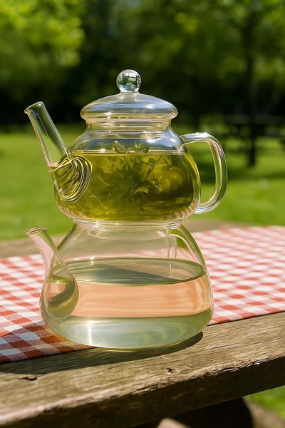 Jenisa Heat Resistant Glass Teapot Set with Strainer – Borosilicate Glass Top Teapot and Bottom Water Reservoir