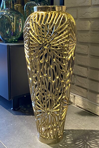 LEMİ DEKORASYON Gold Döküm Yer Vazosu 66 Cm