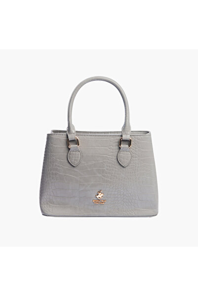 Beverly Hills Polo Club Textured Tote Bag with Detachable Strap and Zip Closure