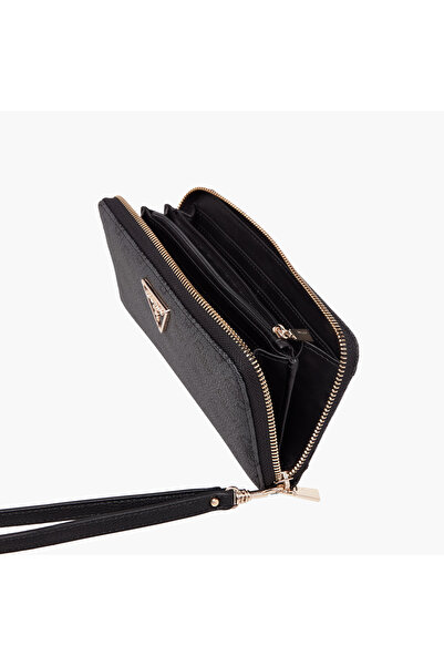 Guess Monogram Textured Wallet with Wristlet Strap