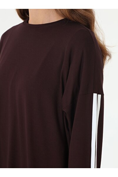 Benin Комплект от туника и панталони от естествена материя - кафяв -