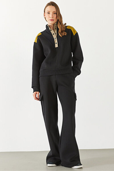 VENA Γυναικείο παντελόνι Cargo Pocket Straight Leg Jogging - ΜΑΥΡΟ