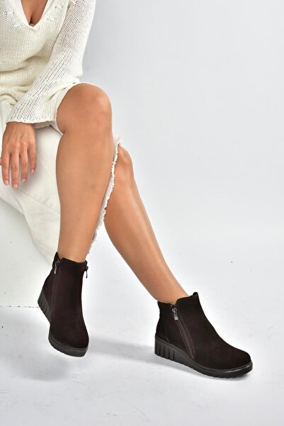 Fox Shoes V324800402 Γυναικείες μπότες από γνήσιο δέρμα καφέ σουέντ