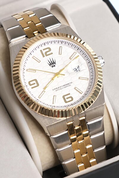 WATCHOFROYAL Hexora Prime Silver Gold White Steel Wristwatch