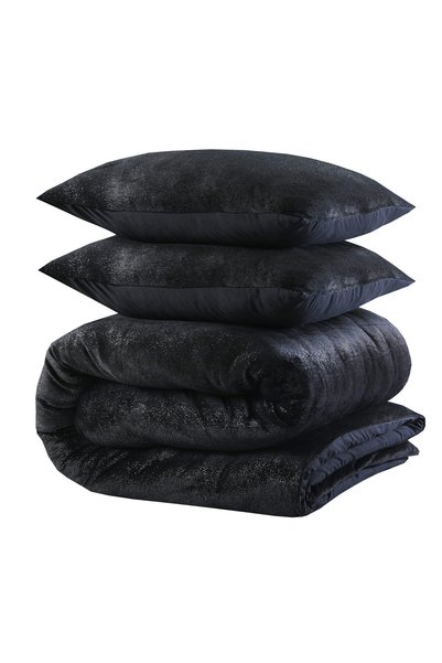 Sleeptime Lenjerie de pat, Sleeptime, pentru 2 persoane, Flanelă, Neagră, 200x240 cm