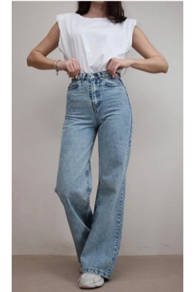 SHEVANE PRINCESS&¥İ SEZON&&YÜ talie înaltă ESNEK&&PANTALONI DE DENIM PALAZZO ...