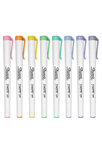 Sharpie Set of 8 S-Note Duo markers, 2 tips, pastel colors