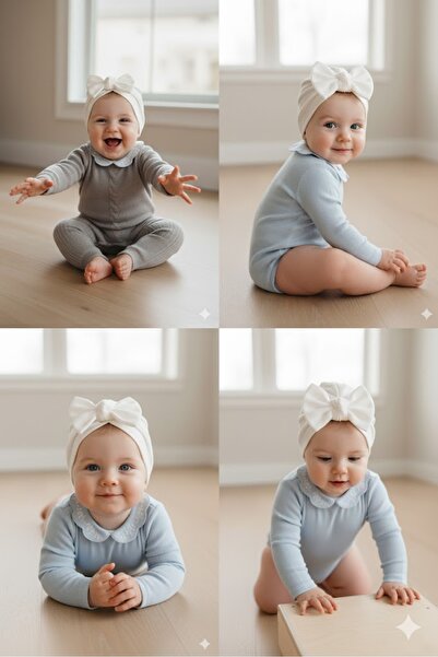 Babygiz Girl's 100% Cotton Stretchy Combed Cotton Bow Detailed Bonnet Beanie