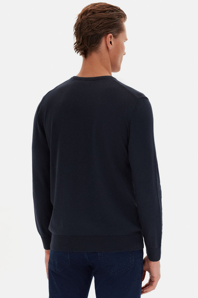 D'S Damat Ds Damat Regular Fit Navy Blue Plain Knit Sweater