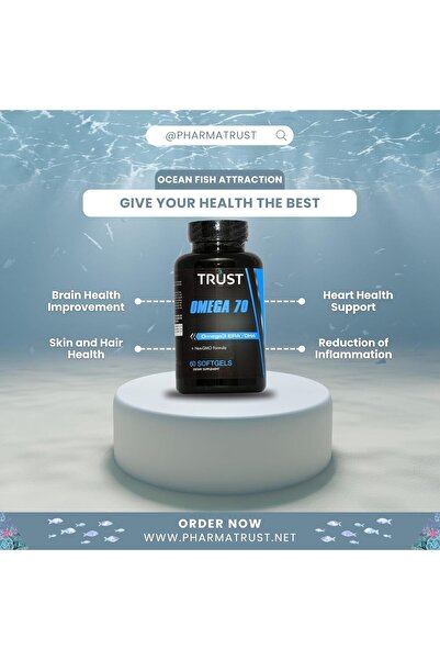 Trust Omega 70, EPA/DHA Fish Oil Supplement, 1000mg, 60 Softgels, Non-GMO Formula
