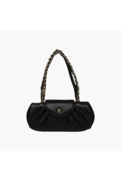 Steve Madden Ruched Accent Shoulder Bag with Button Closure