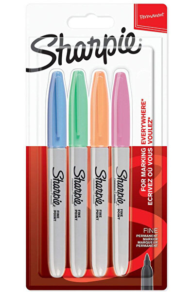 Sharpie Set of 4 Fine Point Markers, pastel colors, bullet tip 0.9 F