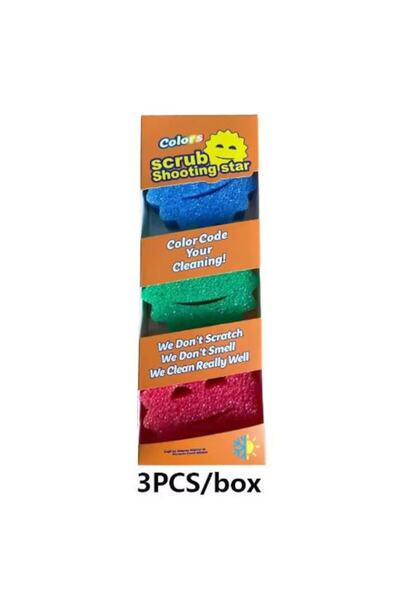 OEM Cleaning Sponges with Smiley Face, 3 Colors Red-Green-Blue, 3 Pack, Deep Cleaning, Scratch-Free, Tem