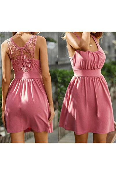 rengamoda Lace back detail viscose fabric dress 85 cm