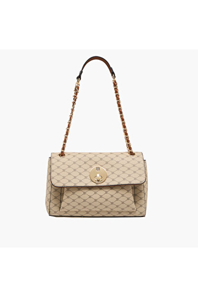 Bessie London Printed Satchel Bag with Twist Lock Closure