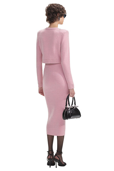 Self Portrait Pink Embellished Knit Midi Etek