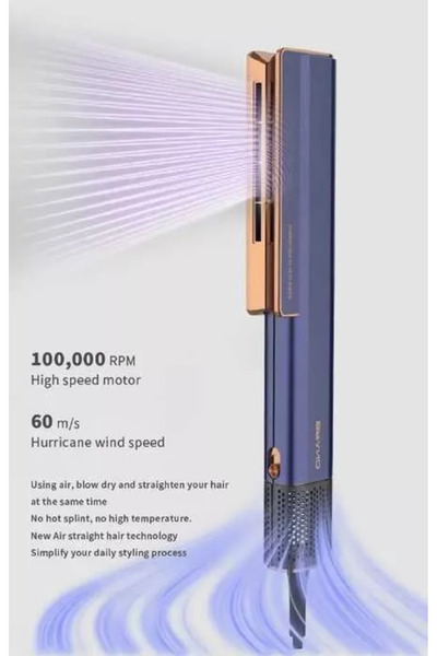 MESKY Placă de îndreptare a părului cu aer cald 2 în 1, flux de aer albastru,...