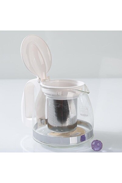Amentes Glass Teapot with Steel Strainer White 700 ml