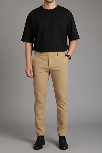 hello7 Yandan Düğme Detaylı Slim Fit Erkek Pantolon