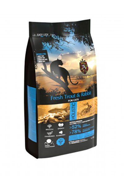 Ambrosia Dry Food for Sterilized Cats, Trout and Rabbit, Hypoallergenic, Grain-Free, 5kg