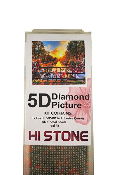 histone 5D Elmas Taş İşleme Kiti 40x50 cm Amsterdam'da Bisikletler Desen