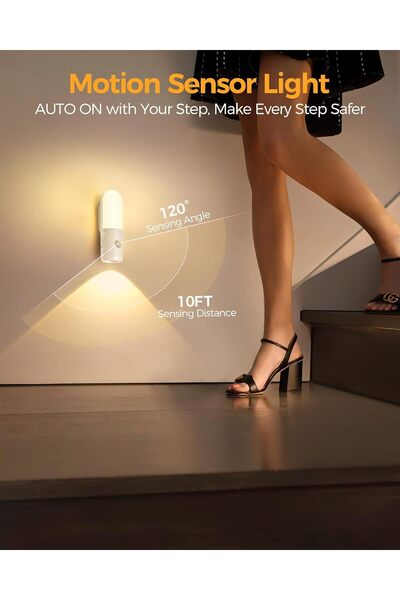 Hevolt Hareket Sensörlü Led Gece Lambası Kablosuz USB Şarjlı Merdiven Koridor Yatak Odası Bebek Odası Aplik