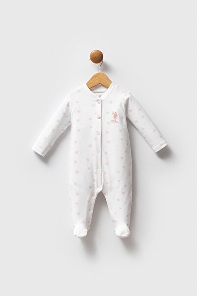 U.S. Polo Assn. 100% Cotton / 100% Cotton Baby Girl White Romper