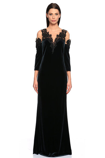 Marchesa Notte Yeşil Gece Elbisesi