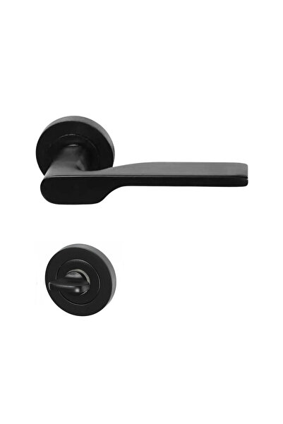 EYMEN YAPI Hira Eda Aluminum Round Badge Door Handle Matte Black Wc