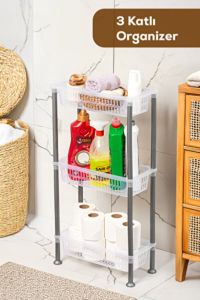 Porsima 5197 3 Katlı Raf - Çok Amaçlı 3 Katlı Evye Altı Düzenleyici Dolap Içi...