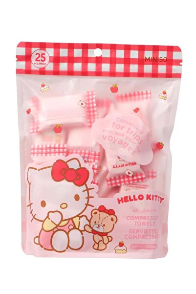 SANRIO Lisanslı Hello Kitty Sıkıştırılmış Havlu (25 adet)